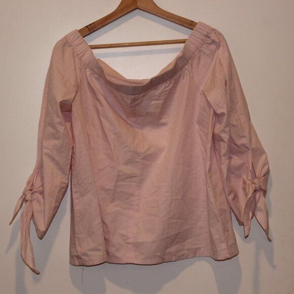 Free People Light Pink Long Sleeve Off The Shoulder Blouse Women's Size S - Picture 5 of 10